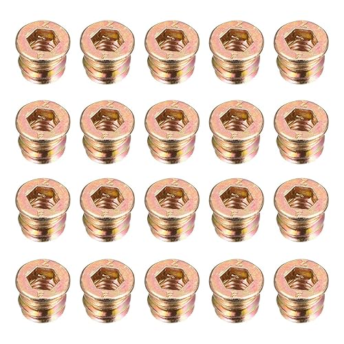 sourcing map 20 Stück Holz Möbel M6x 10 mm Gewinde Einsatz Muttern Schnittstelle Innensechskant Antrieb - Cheap-Us