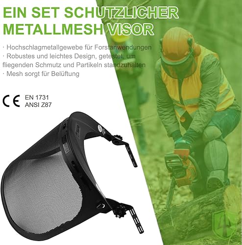 GREEN DEVIL Kettensägen-Schutzhelm Forstschutzhelm Sicherheitshelm mit Gehörschutz Ohrenschützer und Gesichtsschutz Visier 3 in1 Helmset Schlagfeste Bequeme Belüftung Arbeitshelm EN397 & EN 352-3 - Cheap-Us