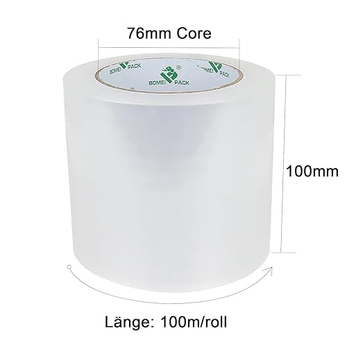 BOMEI PACK Paketklebeband Transparent, 72mmx100m Klebeband für Verpackungen, Umzug und Porto, 1 Roll Packband Transparent Rollen Ideal für Kartons und Paketbänder - Cheap-Us