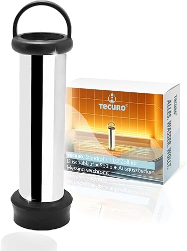 tecuro Standrohr 140 mm für Spülen und Duschabläufe, Ablaufventile 1 1/2 Zoll, Messing verchromt, hochqualitative EPDM Dichtung - Cheap-Us