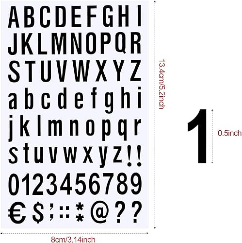 8 Blätter Selbstklebendes Vinyl Buchstaben Zahlen Kit, Briefkasten Nummern Aufkleber für Postkasten, Schilder, Fenster, Tür, Autos, Lastwagen, Heim, Adress Nummer (Schwarz, 1/2 Zoll) - Cheap-Us