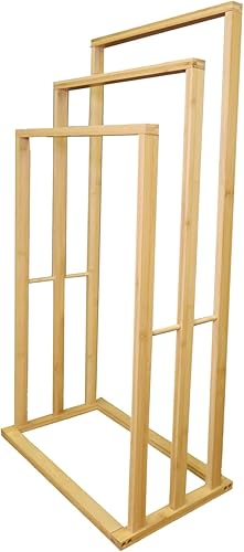 hausleben Handtuchhalter Bambus 3 Stangen | 42x24x77 cm | Natur | Bad | Holz | umweltfreundlich | Handtuchständer - Cheap-Us