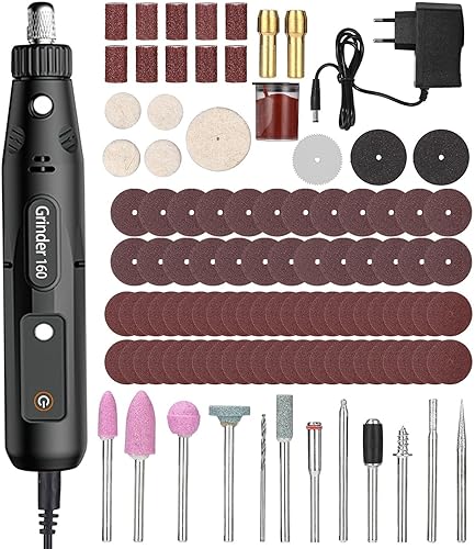 SOBEAU Multifunktionswerkzeug, Rotationswerkzeug Set mit 104 Zubehör,5 Einstellbare Geschwindigkeiten, Mini multifunktionswerkzeug Bohrmaschine 5000-18000rmp, für Bohren, Gravieren, Schleifen,Polieren - Cheap-Us