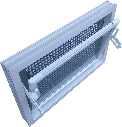 Kellerfenster weiss 80 x 50 cm Isolierglas 3.3 mit Schutzgitter, incl. Pollenschutzgewebe, 4 Fensterbauschrauben - Cheap-Us