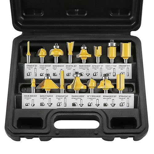 15tlg. Fräser Set für Oberfräsen, Mehrzweck Hartmetallfräser 6,35 mm Schaft Fräsersatz Fräsersets für Holz Nuten, Schnitzen, Schneiden, Fräsen und Kantenbearbeitung - Cheap-Us