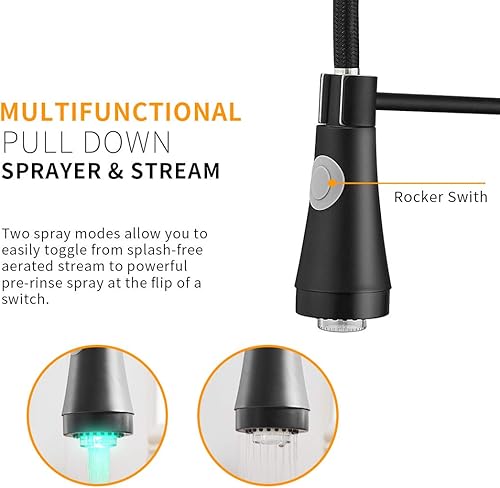 TIMACO Wasserhahn Küche, Hochdruck-Küchenarmatur mit herausziehbarer Brause,Küchenarmaturen Spültischarmatur Mischbatterie,Gebürstetes Nickel - Cheap-Us