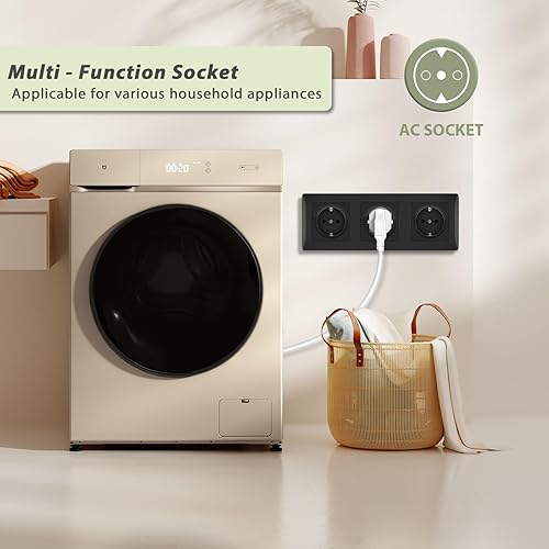 BSEED Steckdose mit wasserdichter Abdeckung, Unterputz Doppelsteckdose mit Steckklemme, 2 Fach Steckdose Unterputz mit PC Rahmen, Doppel Schuko Steckdose Wandsteckdose 16Amp Weiß - 152 mm - Cheap-Us