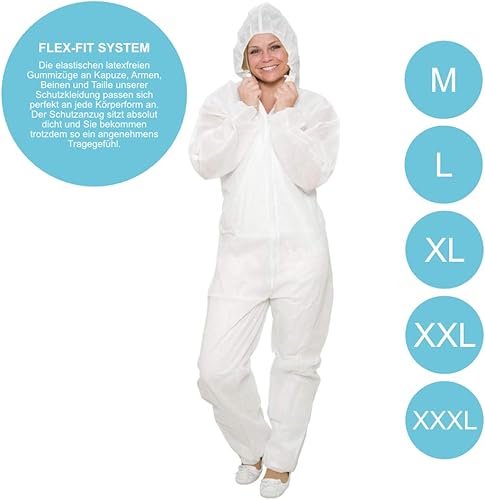 10 x Einweg Overall Weiß Gr. XL | Maleroverall Schutzanzug für leichte Malerarbeiten, Lackierarbeiten, Reinigungsarbeiten | Maleranzug Schutzkleidung Lackieranzug Einweganzug Overall mit Kapuze - Cheap-Us