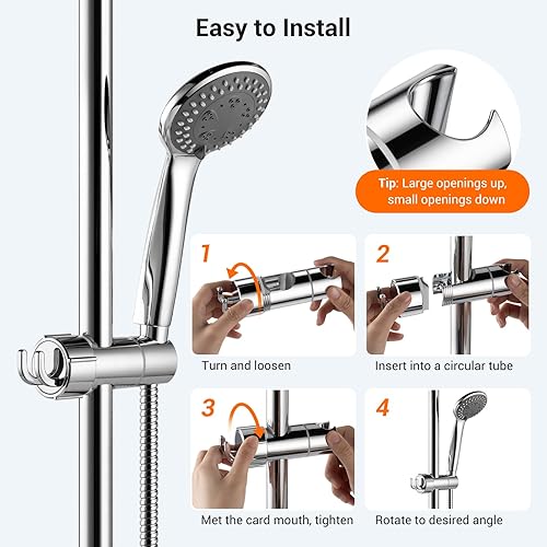 Handbrause Halterung Aoleca 18-25 mm Verstellbar Brausehalter Duschhalterung für Handbrause oder Duschkopf Für Badezimmer, 360° drehbar, ABS Grade Kunststoff, Verchromt - Cheap-Us