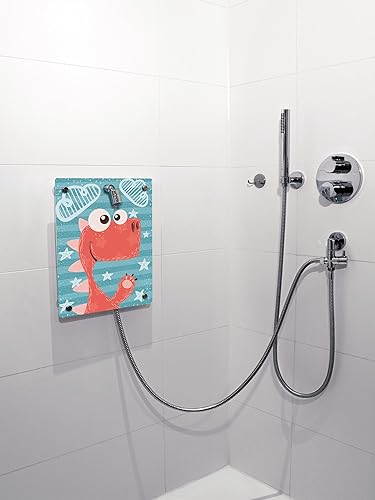 fredis Kinder-Dusche Motiv 'Feuerwehr' | Spielerische Wasserabenteuer für Kinder, Montage ohne Bohren, Motiv-Platte mit Duschkopf, Schlauch & 2 Strahlarten | Fördert Selbstständigkeit und Spaß - Cheap-Us