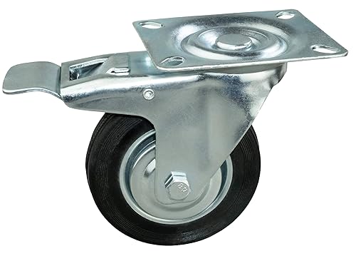 HRB Transportrollen, 4 Stück im Set 125 mm, Rollen mit Bremse der Marke HRB, Schwerlastrollen mit je max. 100 Kg Gesamttragkraft, geeignet für z.B. Rollen für Palettenmöbel - Cheap-Us