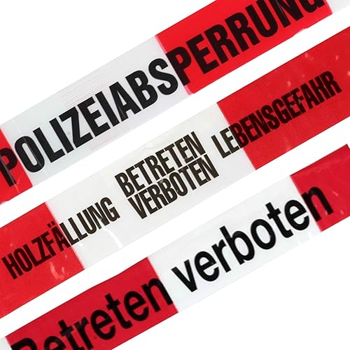 Holzfällung Lebensgefahr 500m Absperrband, Flatterband, Warnband Absperr-Warnband rot-weiß 80 mm extrem reißfest - Cheap-Us