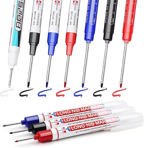 TXXATX Tieflochmarker 10 Stk Bohrlochmarker Metall 45 mm 32 mm 20 mm Lochmarker Extralange Spitze Bohrlochmarkierungen Markierungsstift für Holz Kunststoff Karton Wand Baustelle(Schwarz Blau Rot Weiß) - Cheap-Us