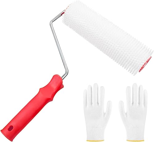 StachelwalzeUnd Handschuhe,Entlüftungswalze,Ausgleichsmasse Boden,Bodenbeschichtung,Stachelwalze Tapete,Nagelwalze,Igelwalze für Tapeten,Geeignet für Wandmalere(23 * 7 * 34.5cm) - Cheap-Us