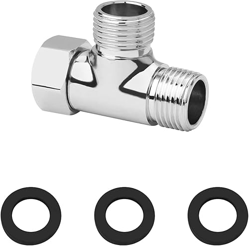 G1/2 Zoll Umstellventil, Messing, 3-Wege-T-Form-Adapter, universelles Duschsystem, teil, Wasser-Umstellventil, Duschschlauch-Verteiler f眉r Hand-Bidet und Sprayer, Chrom - Cheap-Us