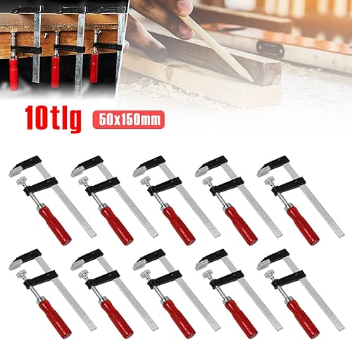 Acelectronic Schraubzwinge Set mit 10-Komponentengriff 50x150 / 50x200, Spannweite 200 mm, Spanntiefe 50 mm, Temperguss-Stahl Spannbacken, Hohlprofilschiene (50x200) - Cheap-Us