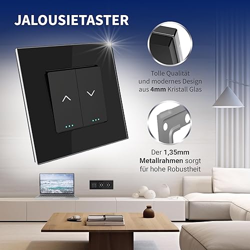 PULSAR Rolladentaster Unterputz mit Glasramen Jalousietaster Glas Weiß Rollladentaster zur Unterputzmontage Rollo/Rouleau/Jalousette/Fensterschutz Taster - Cheap-Us