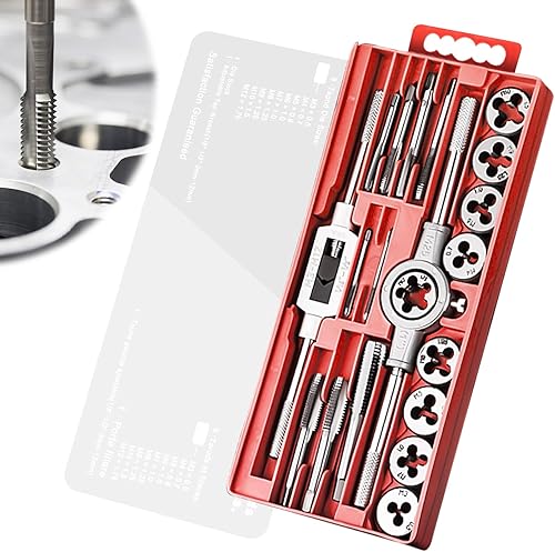 Cresbel 20 Tlg Gewindebohrer Set: M3 - M12 Gewindeschneidsatz, Stahl Gewindeschneider, Gewinde Schneider Bohrer Werkzeug Set, Gewindebohrer, Schneideisen und Bohrer Set Gewindeschneid Satz - Cheap-Us