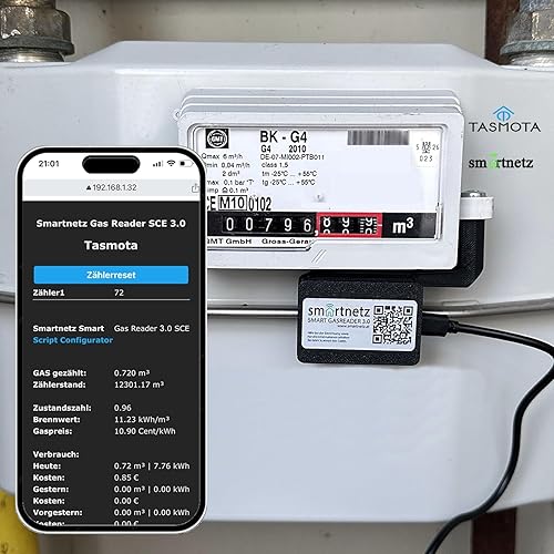 Smartnetz Smart Gas Reader 3.0 BK4 / BK G4- WiFi mit TASMOTA vorinstalliert | WLAN | MQTT | BK4 Gaszähler AUSLESEN - Cheap-Us