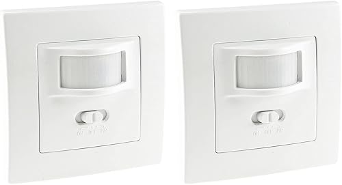 ChiliTec Bewegungsmelder 2 Stück Unterputz Einbau Sensor LED geeignet 9m Reichweite 2-Draht Technik IP20 ersetzt einen Schalter Weiß - Cheap-Us