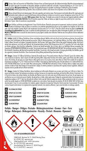 SONAX SilikonSpray mit EasySpray (400 ml) Schmiermittel schmiert, pflegt und schützt langanhaltend Gummi-, Kunststoff-, Holz- und Metallteile | Art-Nr. 03483000 - Cheap-Us