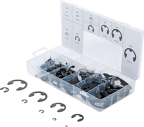 BGS 8039 | E-Sicherungsring-Sortiment | 300-tlg. | 1,5 - 22 mm | inkl. Sortimentskasten | Sprengring - Cheap-Us