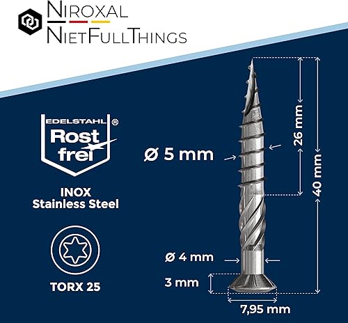 Terrassenschrauben 5x50 Edelstahl A2 Linsenkopfschrauben Torx Schrauben 5mm stark 50 Stück Holzschrauben Torx 50mm lang Edelstahlschrauben Holz - Cheap-Us