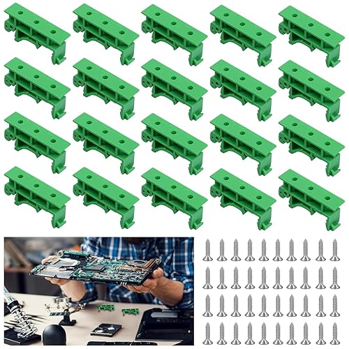 Lithyc 20 Teiliges (10er Set) Schienenadapter - Din C45 - Hutschienen Platinenhalter - Hutschienen Adapter Set-Hutschiene Clips Set Mit 40 Schrauben für 35 Mm Din Schiene (GrüN) - Cheap-Us
