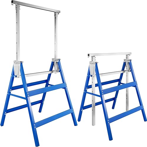 TecTake 800557-2x Gerüstbock 7-fach höhenverstellbar, Belastbarkeit pro Gerüstbock 220 kg, Zusammenklappbar - Diverse Farben (Blau | Nr. 402450) - Cheap-Us