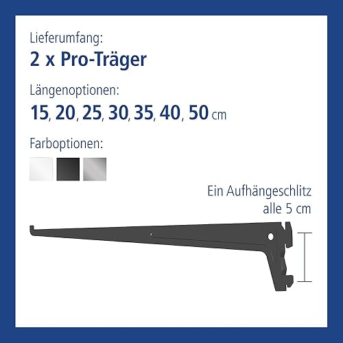 Element System PRO-TRÄGER - Sicherheitsträger mit 2 Einhängehaken und Aushängesicherung - 500 mm, Stahl, Weiß, 2 Stk. - Cheap-Us