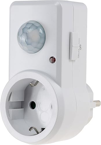 ChiliTec Steckdose mit Bewegungsmelder 120° 9m Reichweite 1200W 230V Zwischenstecker Schaltzeit regelbar 10sek.-15min Timer Empfindlichkeit einstellbar Weiß - Cheap-Us