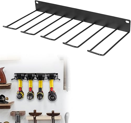 ALEEIK Werkzeugspeicher Aufbewahrung Elektrowerkzeug Organizer Bohrhalter Wand Bohrer Halter Wandhalterung Werkzeugregal Metall für 4 Elektrowerkzeug Werkzeughalter für Garage Werkstatt - Cheap-Us