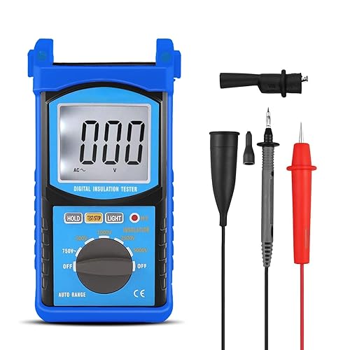 Isolationsmesser Isolationsmessgerät Isolationswiderstand Digitales Auto Range MegOhmmeter 1999 Counts AC Voltmeter, Prüfspannung, Isolationswiderstand 200GΩ mit großem LCD-Display - Cheap-Us