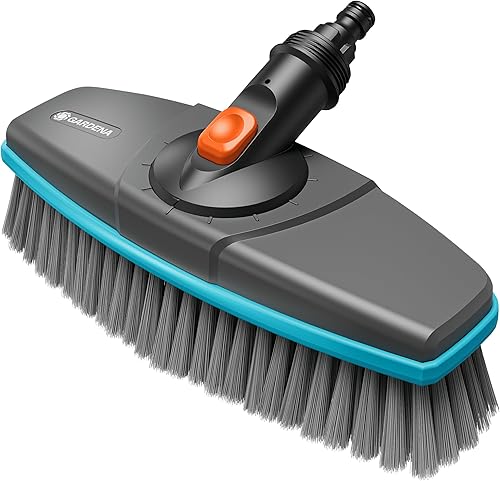 Gardena Cleansystem Stielbürste Soft: Bürste zum Reinigen von empfindlichen Oberflächen, weiche Borsten, drehbar, zum Anschluss an Cleansystem Stiel, ideal für größere Flächen (18810-20) - Cheap-Us