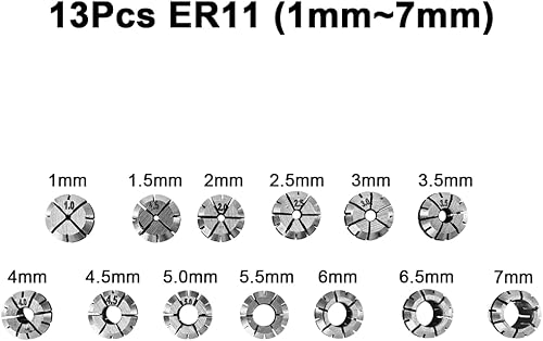 YOFULY ER11 Spannzangen Set Bohrfutter, ER11 Spannzange 1 – 7 mm, ER-11 Federzange für CNC-Gravurmaschine und Fräsdrehmaschine, Werkzeughalter, 13 Teile… - Cheap-Us