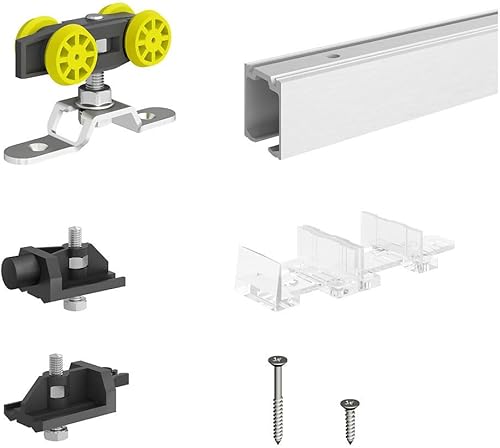 Schiebetürbeschlag SLID'UP 160, Laufschiene 180 cm, 1 Tür bis 60 kg, für Durchgangstüren, Holztüren - Cheap-Us