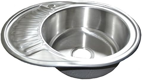 Omeere,57x45, Küchenspüle, Edelstahl 304 Materialdicke 0,8 mm,Spülbecken,Spüle, Einbauspüle,rund 1 Becken, Kleine Küche (Ablagefläche links) - Cheap-Us