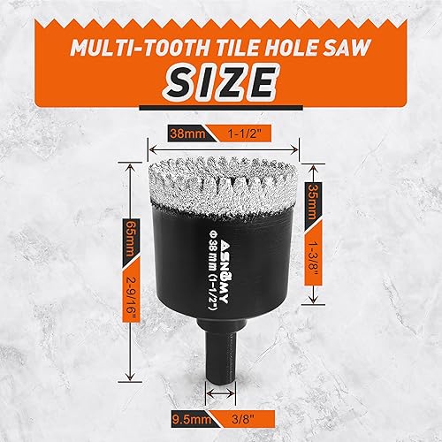 ASNOMY 10Pcs Diamant Fliesenbohrer Set, 6-50mm Gezahntes Diamantbohrer Lochsägen mit Führungsvorrichtung,Diamant Bohrkrone Fliesenbohrkronen zum Bohren für Glas, Fliesen, Porzellan, Granitstein - Cheap-Us