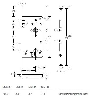 Einsteckschloß für Haustüren PZ 92 DIN 65mm/20mm (Rechts, 92/65/20) - Cheap-Us