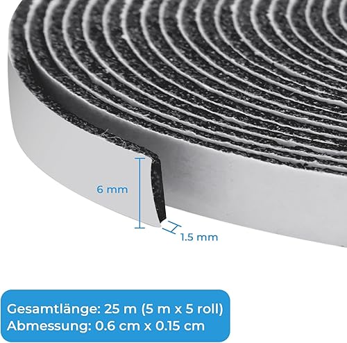 SDLDEER Moosgummi Selbstklebend Dichtungsband Selbstklebend 25 mm(B) x3 mm(D) x10 m(L) Schaumstoff Klebeband für Fenster Türdichtungen Siegel Anti-Kollision Schalldämmung - Cheap-Us