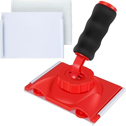 Deuson Farbkantenschneider,Kunststoffverkleidung,Farbkantenschneider,Verstellbarer Wand-Eckpolster-Maler mit drehbarem Griff und 2 Schwammbürsten,Decken-Handmalpinsel für Wand,Decke,Tür - Cheap-Us