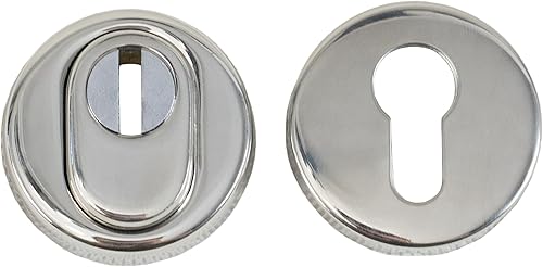 Schutzrosette aus Edelstahl, Oberfläche Chrom glänzend mit Zylinderabdeckung, effektiver Zieh- und Anbohrschutz - Cheap-Us