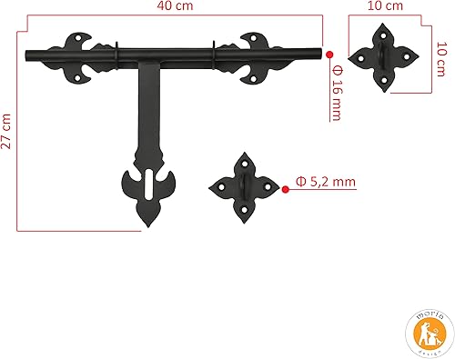 MORIA DESIGN Türverriegelung 13 cm | Schlagladen | Verschlüsse für Garten Garten Architektonisches Tor Retro Pulverbeschichtet 3 mm Blech Schwarz - Cheap-Us