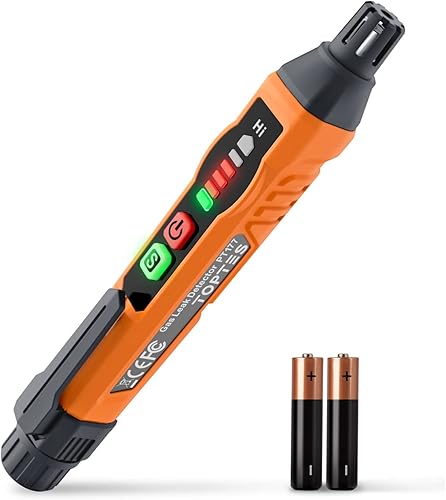 Gasmelder, TopTes PT177 Gaslecksuchgerät mit Akustischem und Visuellem Alarm, Gasdetektor zum Auffinden von Brennbares Gas wie Methan oder Propan für Wohnmobil, Haus (Inklusive Batterie x2) - Orange - Cheap-Us