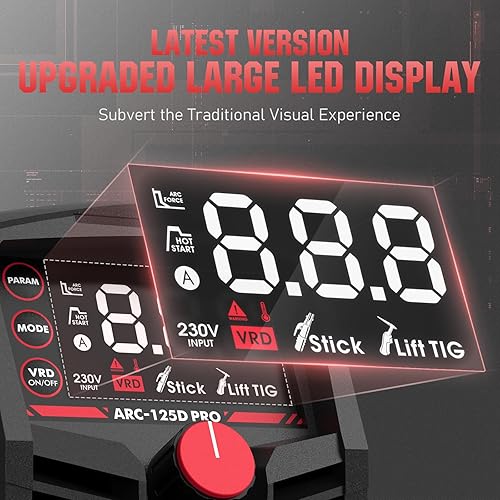 YESWELDER Elektroden Schweißgerät Große LED Anzeige Mini MMA Stabschweißgerät, 230V Tragbares ARC Schweißgerät 125Amp, Heißstart Lichtbogenkraft VRD 235×94×130mm - Cheap-Us