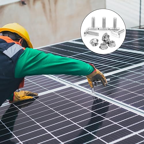 Hammerkopfschrauben M10 x 25 mm, 12 Stück Ankerschienenschrauben Edelstahl A2-70 mit Flanschmuttern Befestigung, für Photovoltaik Montageschiene, PV Anlagen - Cheap-Us