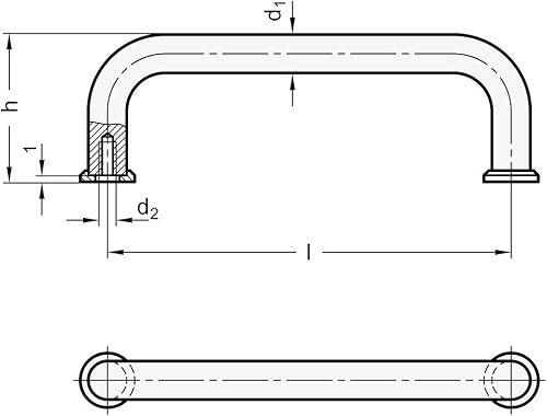 Ganter Normelemente GN 425-NI-12-160-GS 425-NI-12-160-GS-Edelstahl-Bügelgriffe, Silber, Länge l: 160mm - Cheap-Us