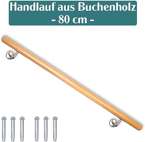 Buche Holz Handlauf Treppengeländer Geländer für Treppe Treppe Wandhandlauf Wand Treppe seitliche Montage Auswahl Länge 80-500 cm, Länge:150 cm - Cheap-Us