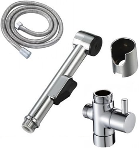 Bidet Handbrause für Waschbecken, WC Popodusche, Bidet Handbrause, mit Brauseschlauch 150cm, 1/2 Wasserverteiler und Wandhalterung für WC, Hand Sprayer mit Wasserhahn Umschaltventil, Poliert - Cheap-Us