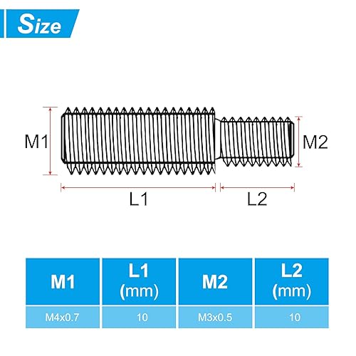 PATIKIL M5x0.8 zu M6x0.8 Doppel Ende Gewindebolzen Schraube Bolzen 10 Packung 304 Edelstahl Stab Bolzen Gewinde Reduzierer Adapter für Möbel Hardware 30mm Lang - Cheap-Us